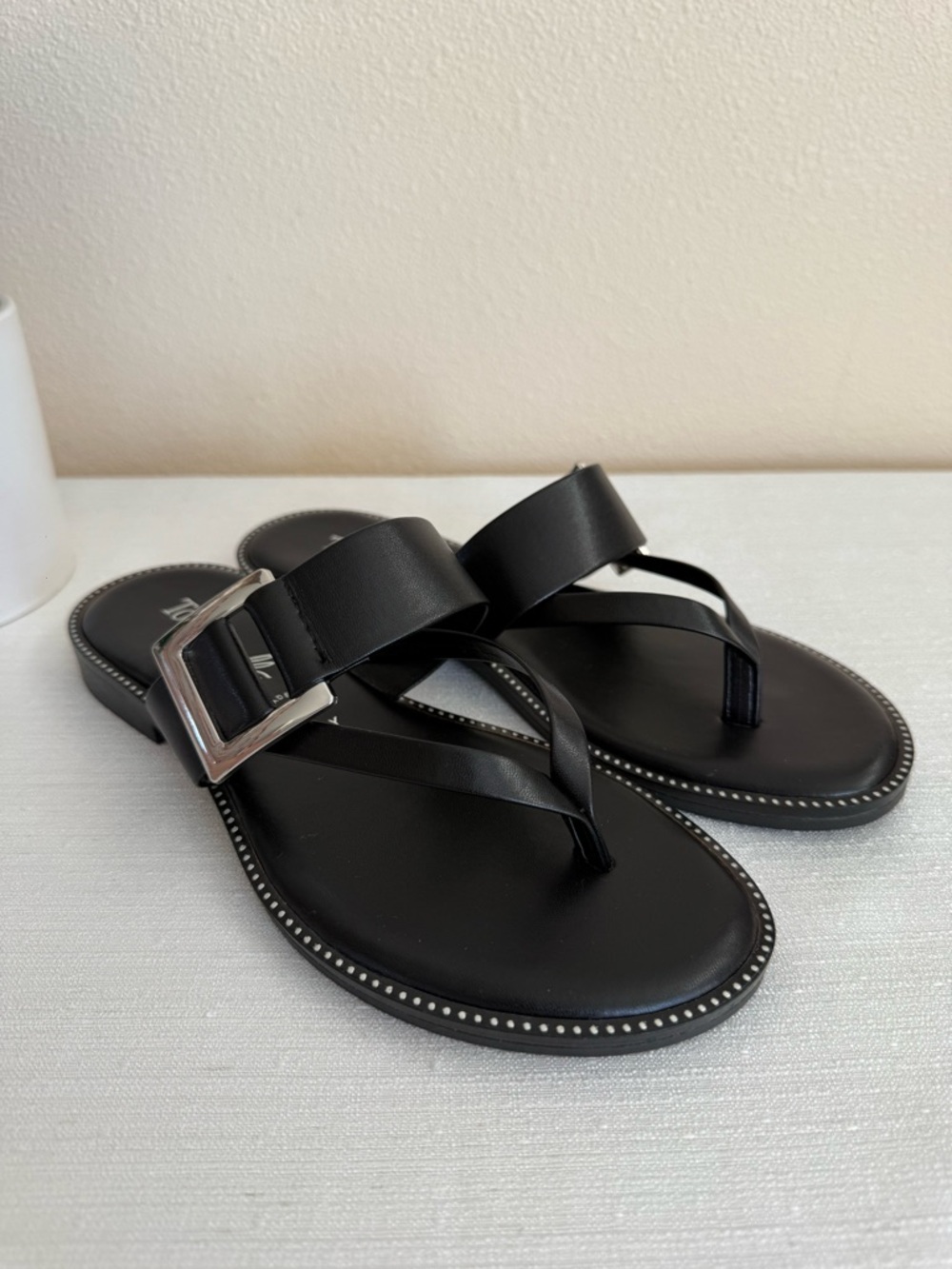 New Toscanella Black Buckle Strap Women's Sandals Italy